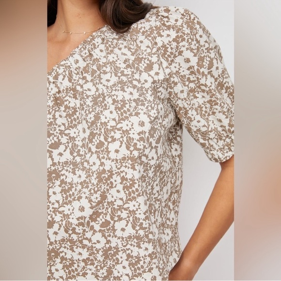 Rails Jayla One Shoulder Floral Print Top Taupe Cafe Floral - Picture 3 of 10